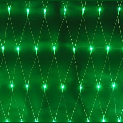 Электрогирлянда-сетка 144 зеленых светодиода,  с доп.подключением до 3-х модулей /Китай