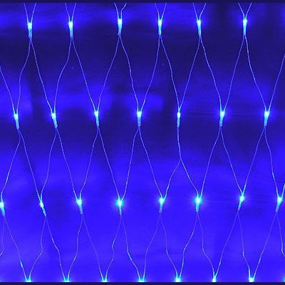 Электрогирлянда-сетка 300 синих светодиодов,  с доп.подключением до 3-х модулей /Китай