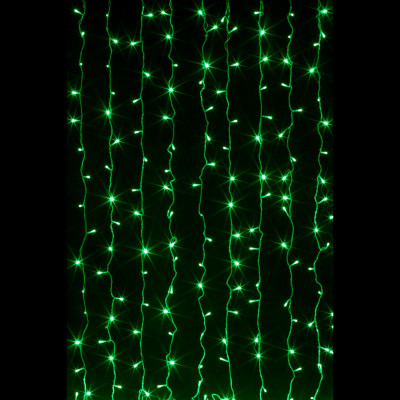 Световой занавес 150x150 368l led, зеленый, 16 нитей штора без t-коннекторов, соединяемая ,  прозрачный провод, /Китай