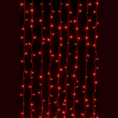 Световой занавес  150x150 368l led, красный , 16 нитей штора без t-коннекторов,  прозрачный провод, /Китай