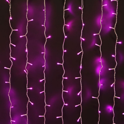 Световой занавес 150x220 544l led, фиолетовый, 16 нитей штора без t-коннекторов, соединяемая ,  прозрачный провод, /Китай